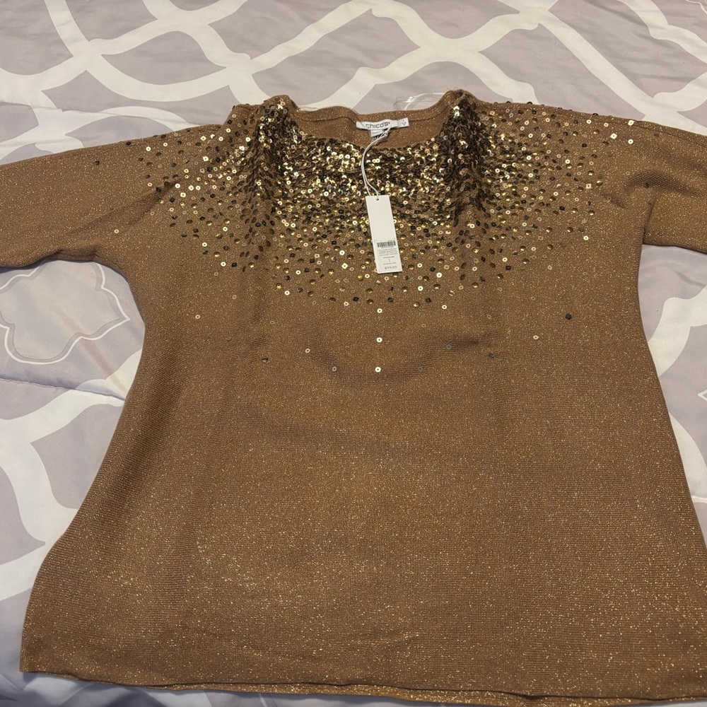 Gold Sequin Embellished Top